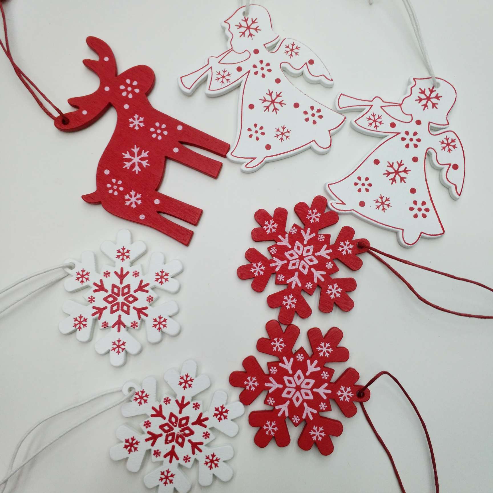 Christmas wood pendant five-pointed star deer love snowflake tree clock factory direct sale thumbnail