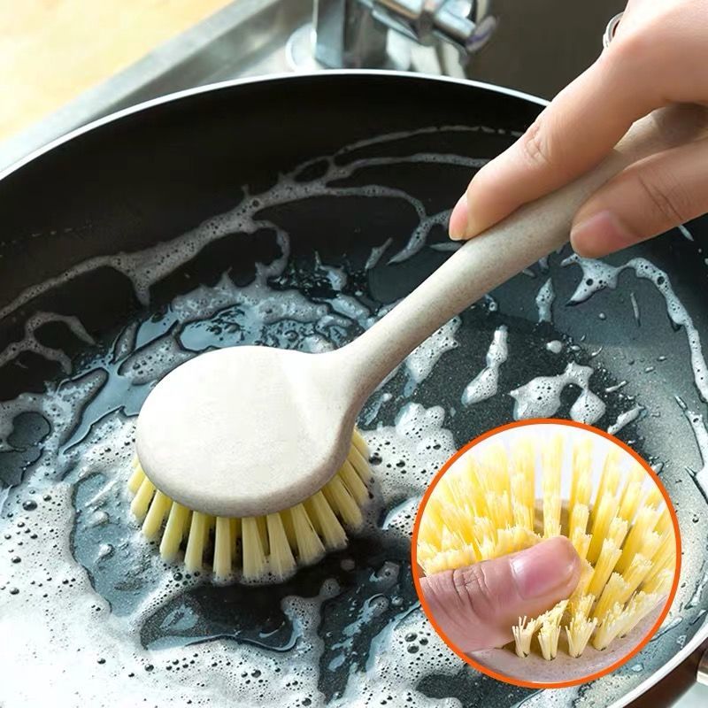 Kitchen pot washing brush that won't damage the POTS, a perfect tool for scrubbing POTS and dishes, a household long-handled brush, and a multi-functional cleaning and decontamination brush Item Picture