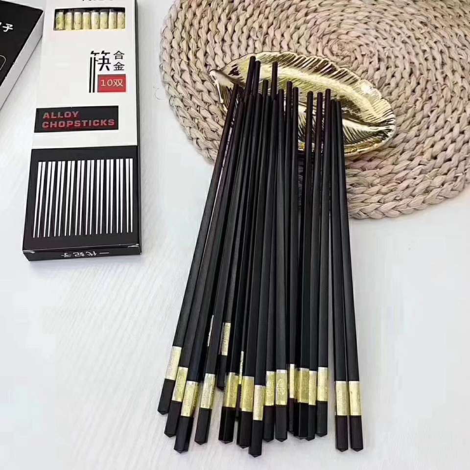 Alloy chopsticks, household anti-slip and heat-resistant family set tableware, not prone to mold, factory direct sales detail image 1