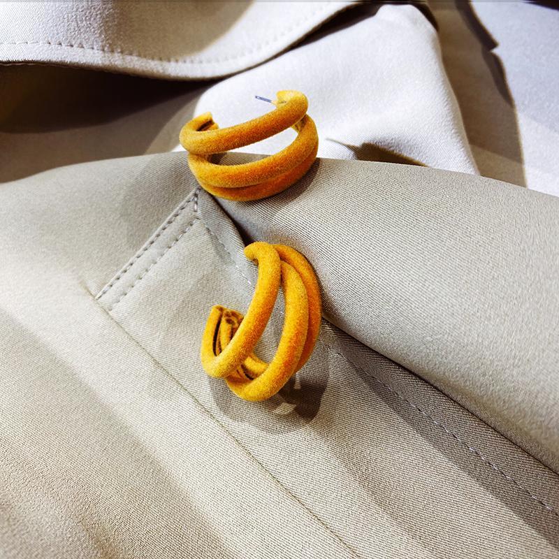 S925 Silver Needle warm flocking earrings Autumn and winter new earrings exaggerated plush double earrings temperament earrings