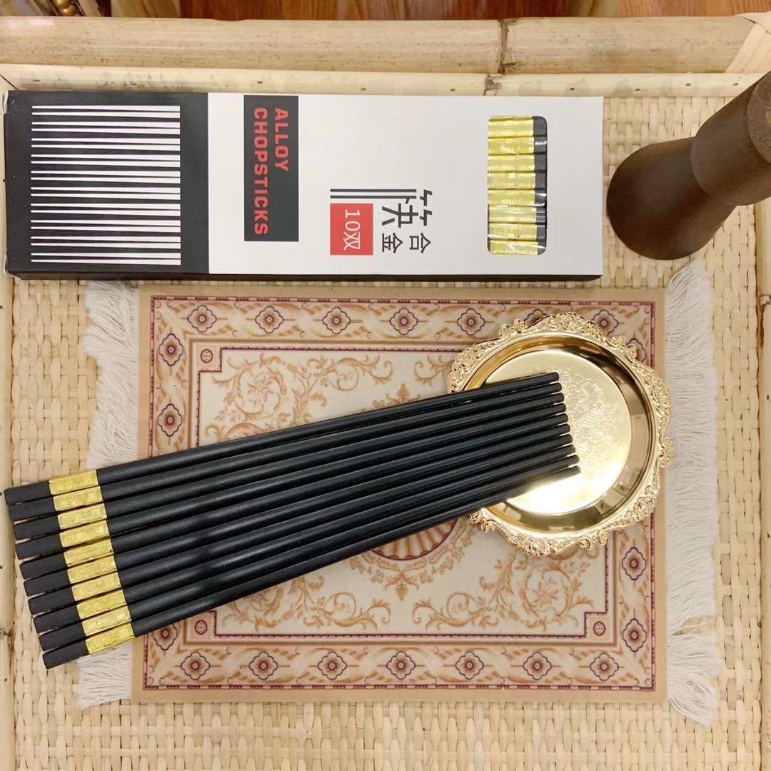 Alloy chopsticks, household anti-slip and heat-resistant family set tableware, not prone to mold, factory direct sales details Picture