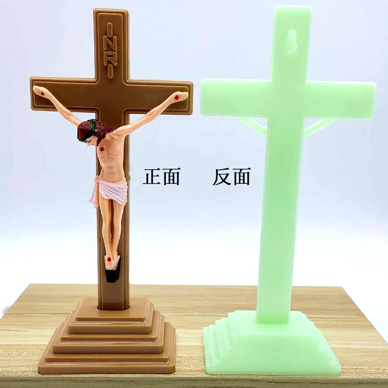 22cm*10cm，咖啡色彩绘，夜光绿，塑料桌面摆件挂件两用细节图