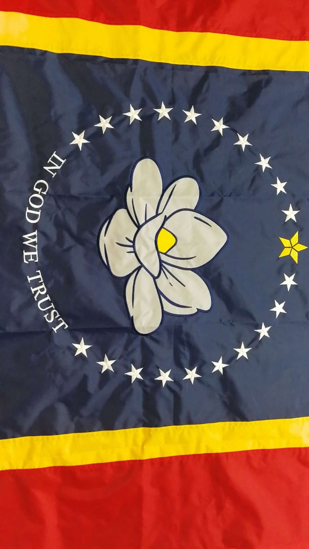 最新美国密西西比州旗 刺绣旗 绣花旗 拼缝旗细节图