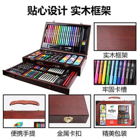 Children's Painting Tool Set Beginner's Painting Brush Set Gift Box Little girl painting stationery school supplies thumbnail