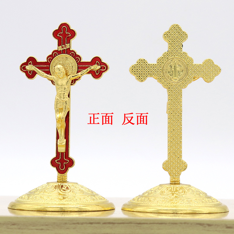 彩色圣本笃汽车十字架摆件