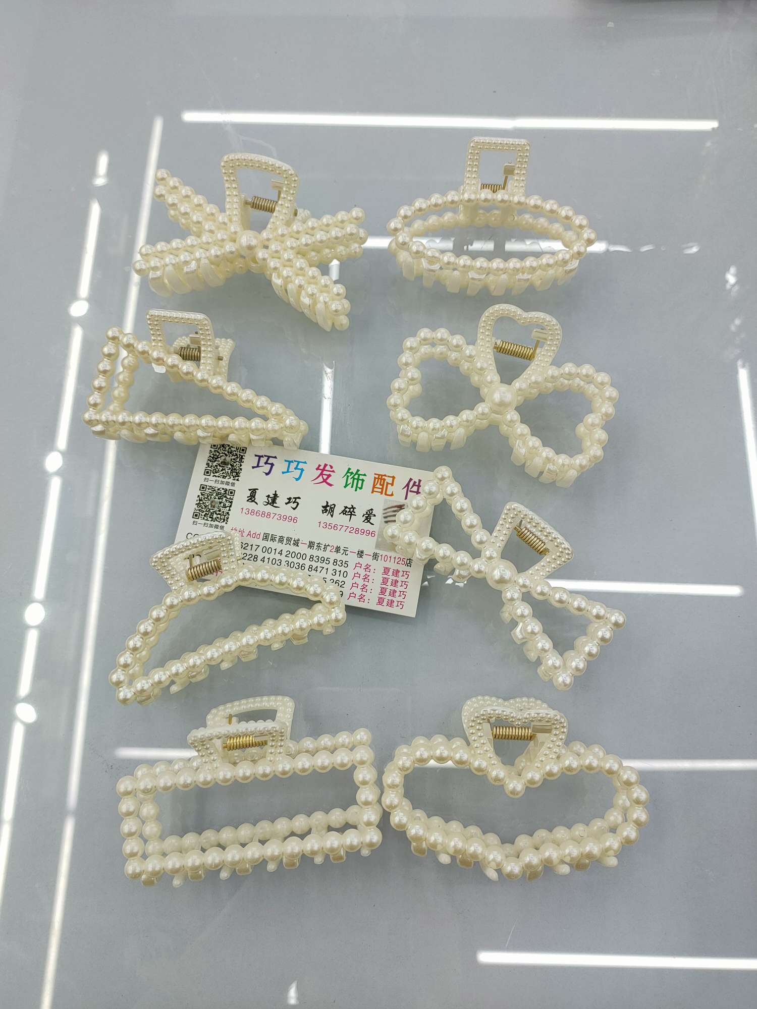 韩国东大门珍珠美发大号抓韩国气质大号亚克力抓夹后脑勺方形夹子洗澡鲨鱼夹发夹抓夹批发详情7