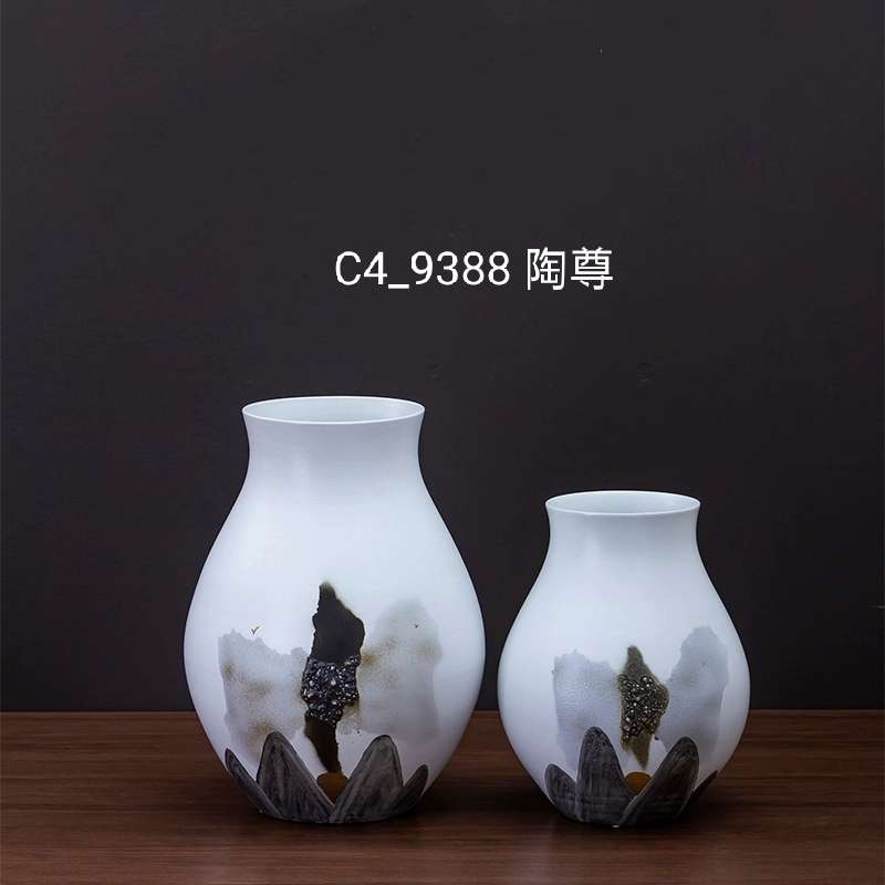Jingdezhen Ceramic Flower Ware Northern Europe Small Vase Table Top Dry Flower Arrangement Decoration Piece Living Room Simple Chinese Tv Cabinet details Picture