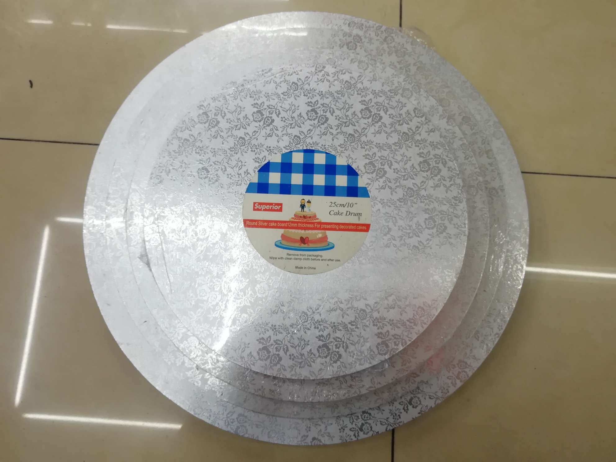 14寸银色圆形木质蛋糕底托蛋糕转移板