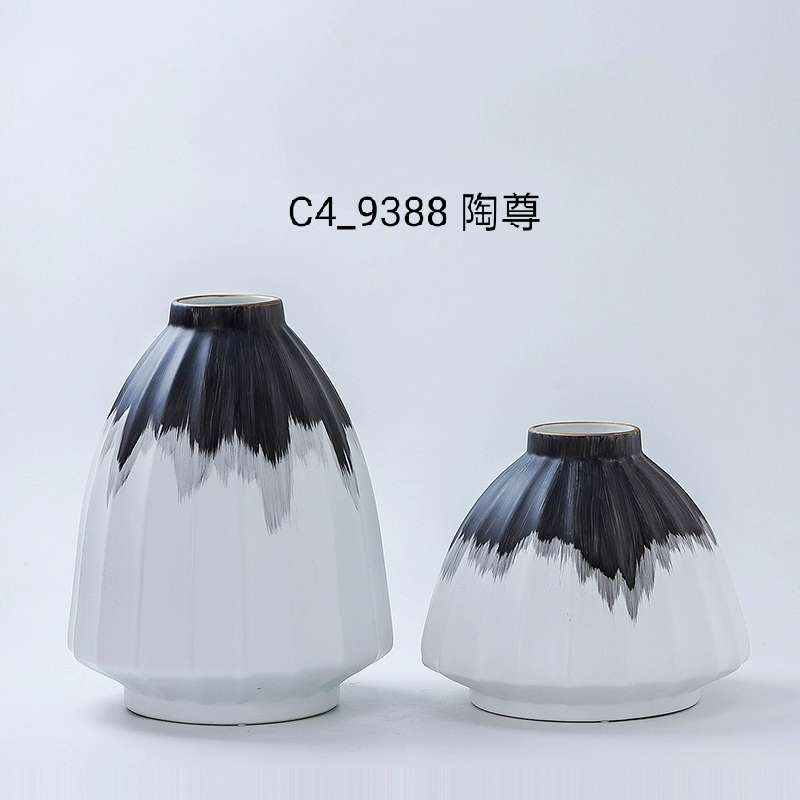 Nordic Living Room Matte Black And White Vase Ceramic Flower Arrangement Decoration Simple Modern Window Creative Dried Flower Decoration