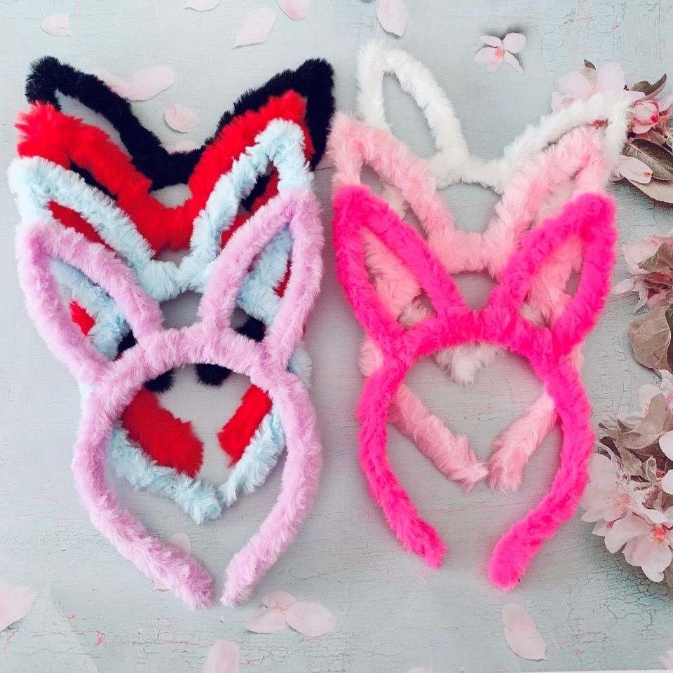Tiktok network red plush rabbit ears face wash hair band new ear free headband accessories thumbnail
