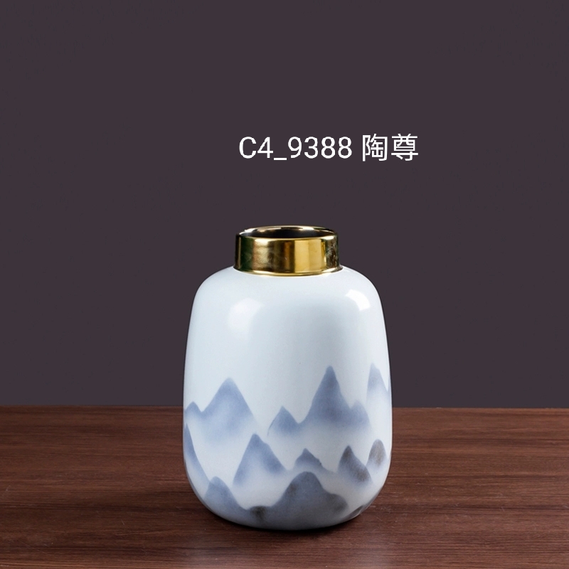 New Chinese Ceramic Vase Decoration Modern Model House Club Home Living Room Tv Wine Cabinet Entrance Soft Decoration Specification drawing