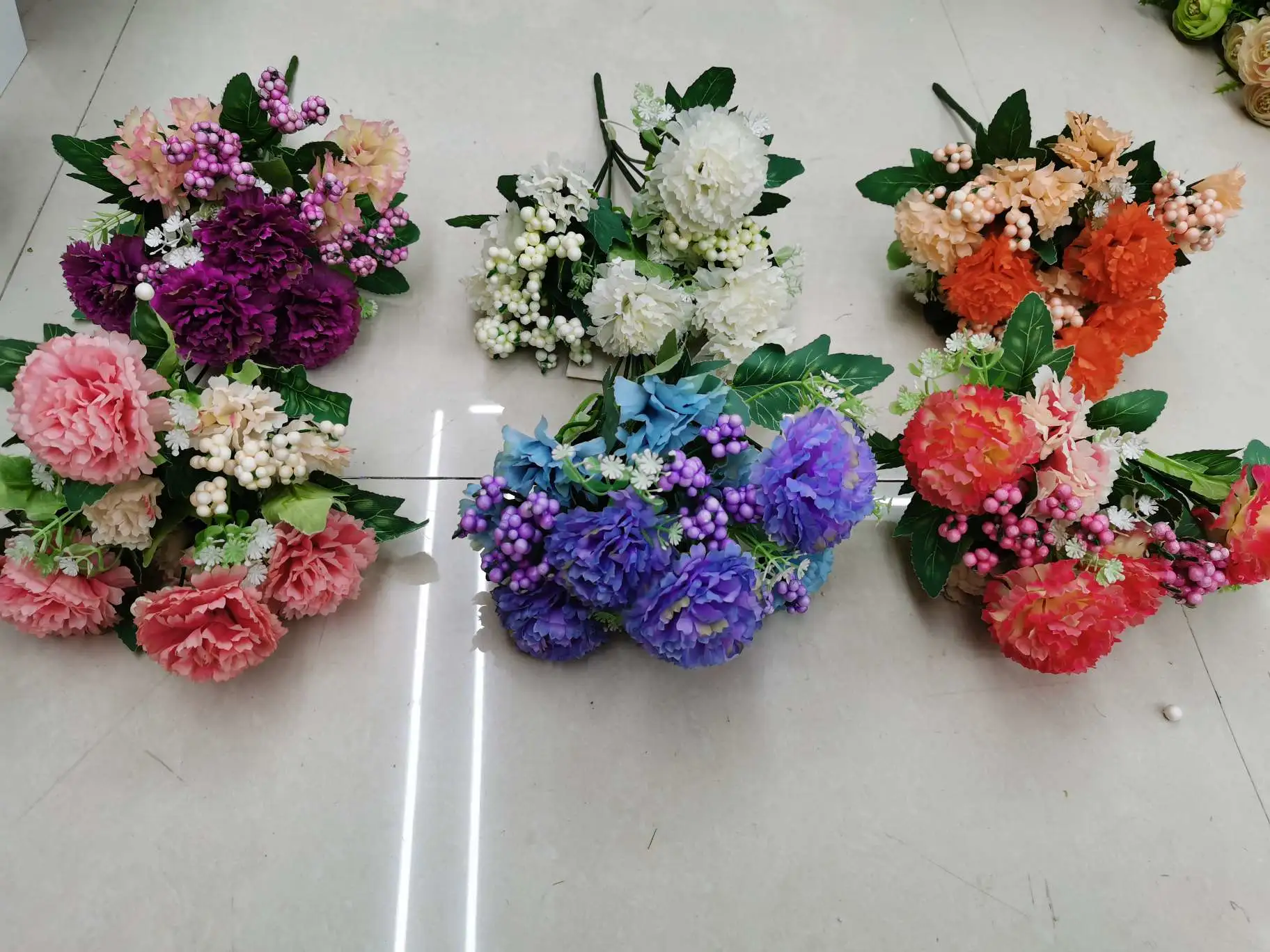 Seven forks of foam carnations detail image 1