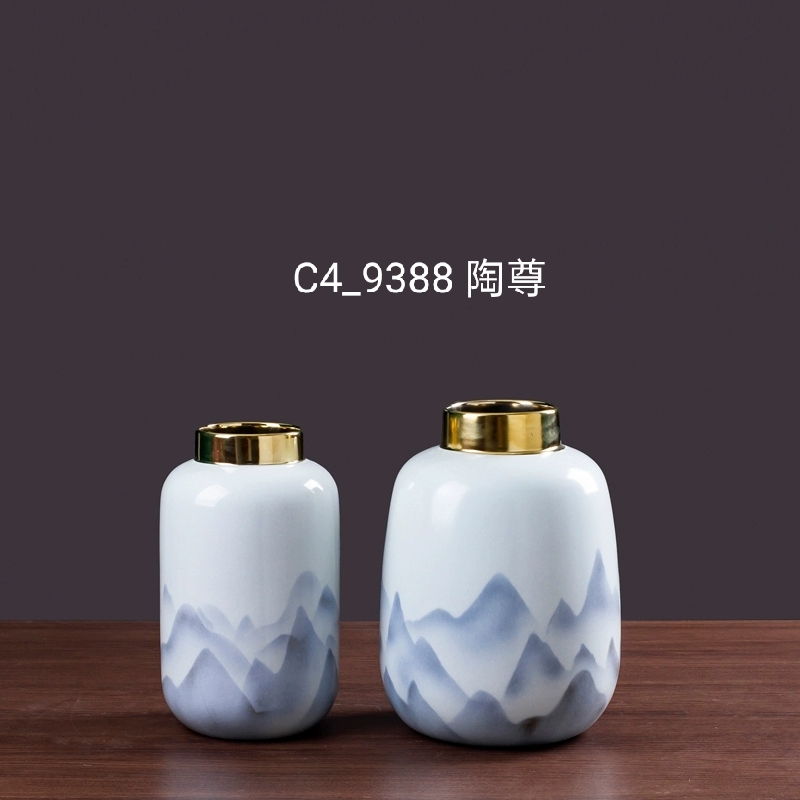 New Chinese Ceramic Vase Decoration Modern Model House Club Home Living Room Tv Wine Cabinet Entrance Soft Decoration