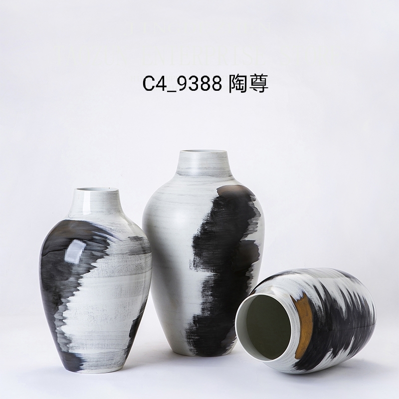 Jingdezhen Northern Europe Simple Creative Ceramic Vase Dry Flower Decoration Living Room Model Room Jingdezhen Craft Ceramic Flower Ware