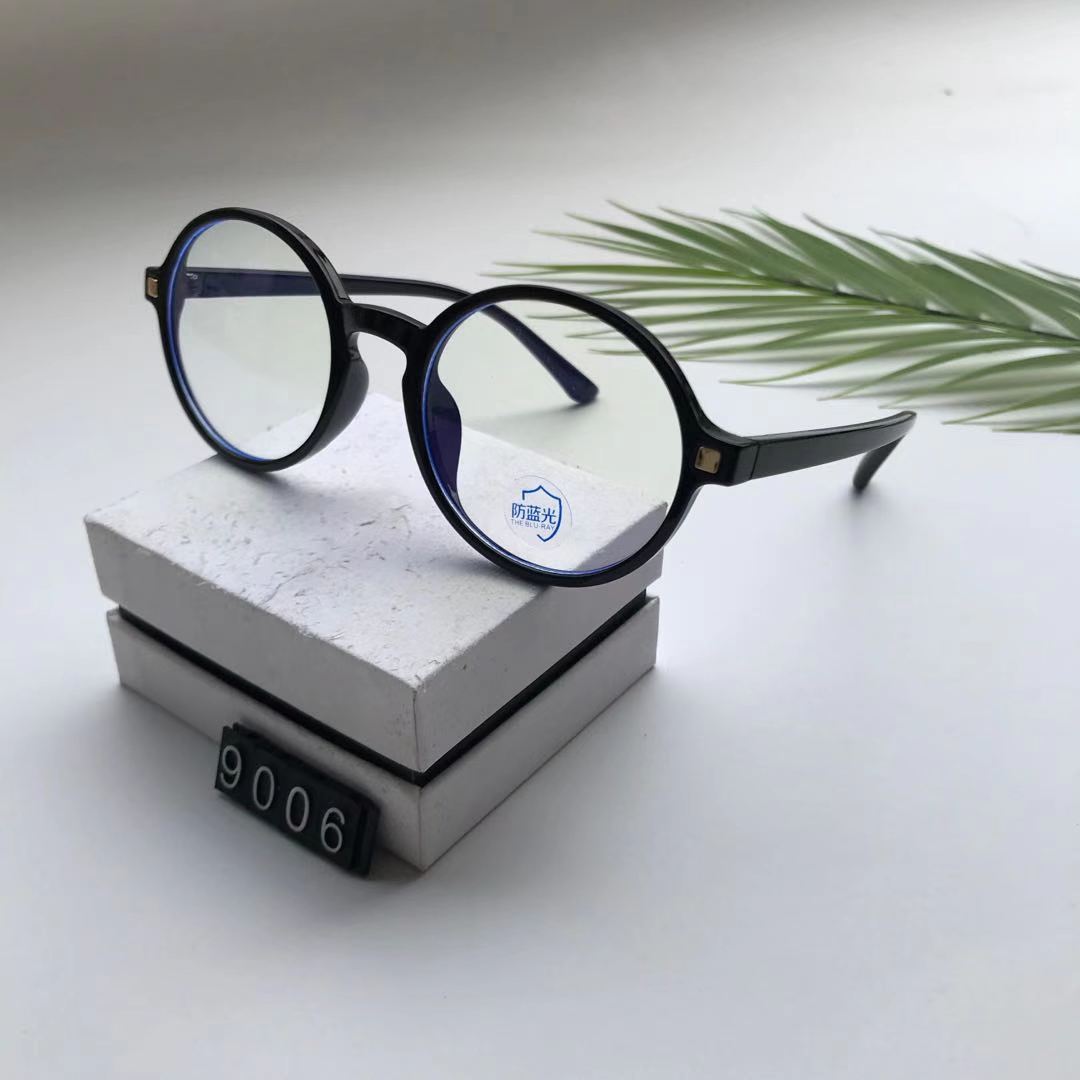 9006 in-stock popular model, personalized irregular ultra-light TR material, multi-color mixed optical frame, anti-blue light, can be matched with myopia glasses