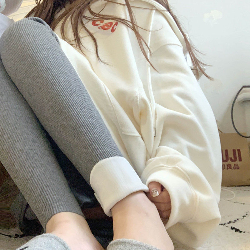 Add velvet without thread leggings Women wear winter and winter black high waist thick warm long trousers large size cotton trousers thumbnail
