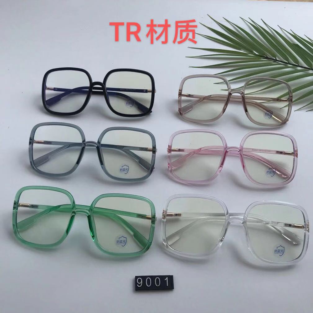 9001 In-stock popular model, personalized irregular ultra-light TR material, multi-color mixed optical frame, anti-blue light, can be matched with myopia glasses details Picture