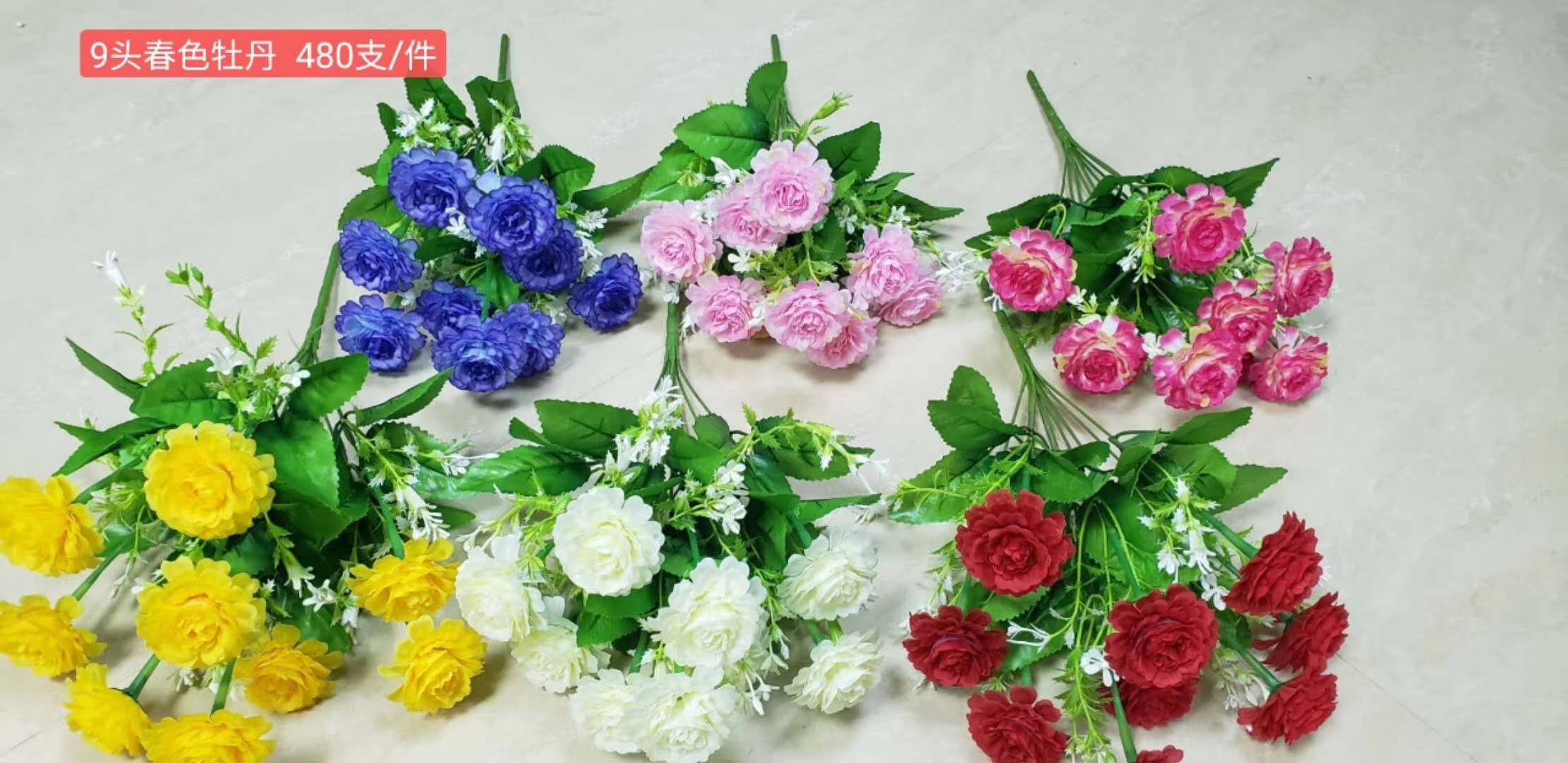 Nine small peonies in sleeves