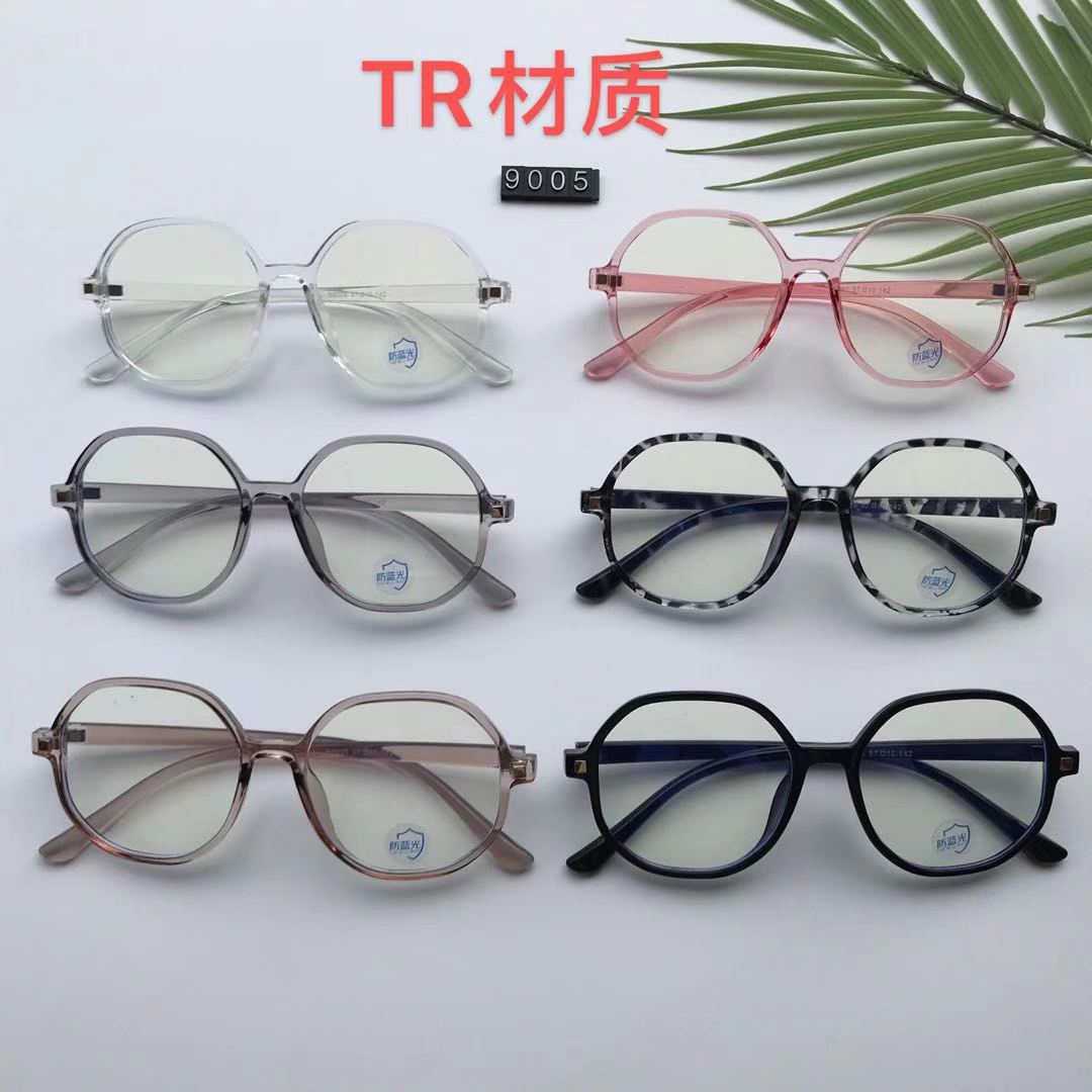 9005 in-stock popular model, personalized irregular ultra-light TR material, multi-color mixed optical frame, anti-blue light, can be matched with myopia glasses detail image 2