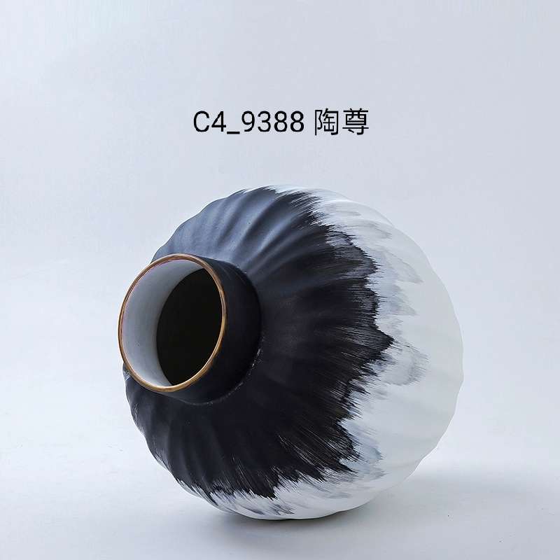 Jingdezhen Northern Europe Living Room Matte Black And White Vase Ceramic Flower Arrangement Decoration Simple Modern Window Creative Dried Flower Decoration Specification drawing