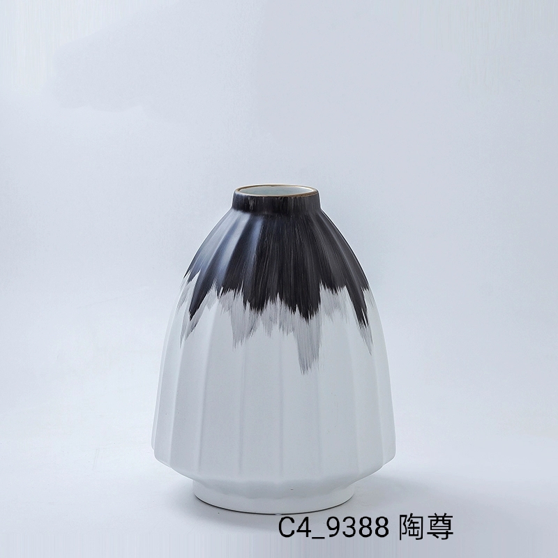 Nordic Living Room Matte Black And White Vase Ceramic Flower Arrangement Decoration Simple Modern Window Creative Dried Flower Decoration Specification drawing