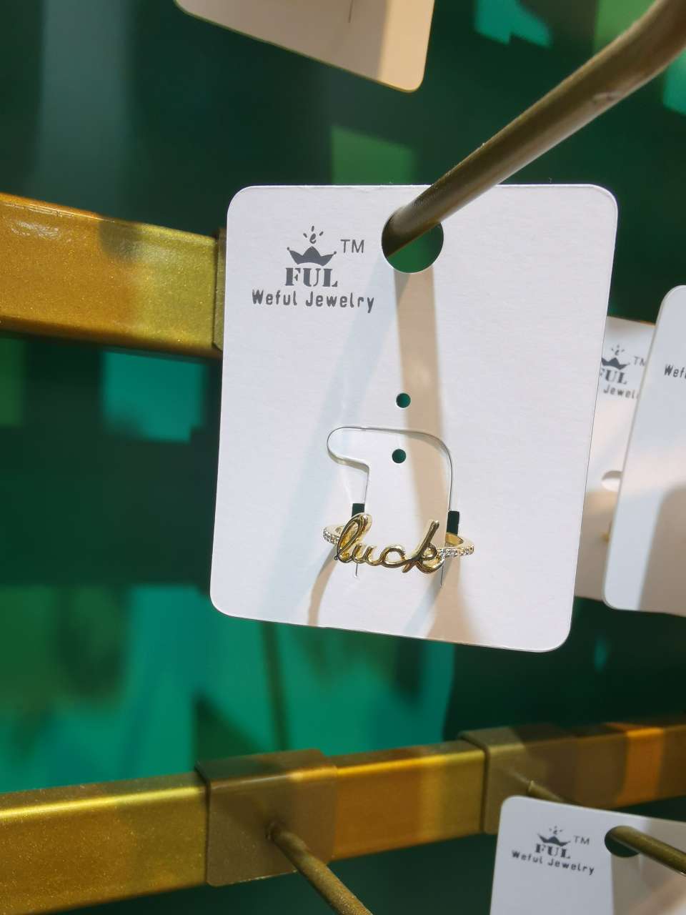 Micro-inlaid copper ring, real gold electrophoretic ring luck