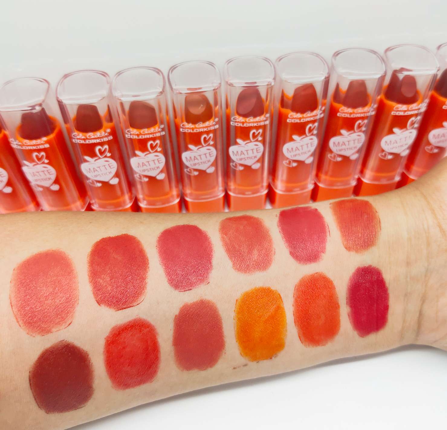 Square transparent cap lipstick in 12 colors Specification image