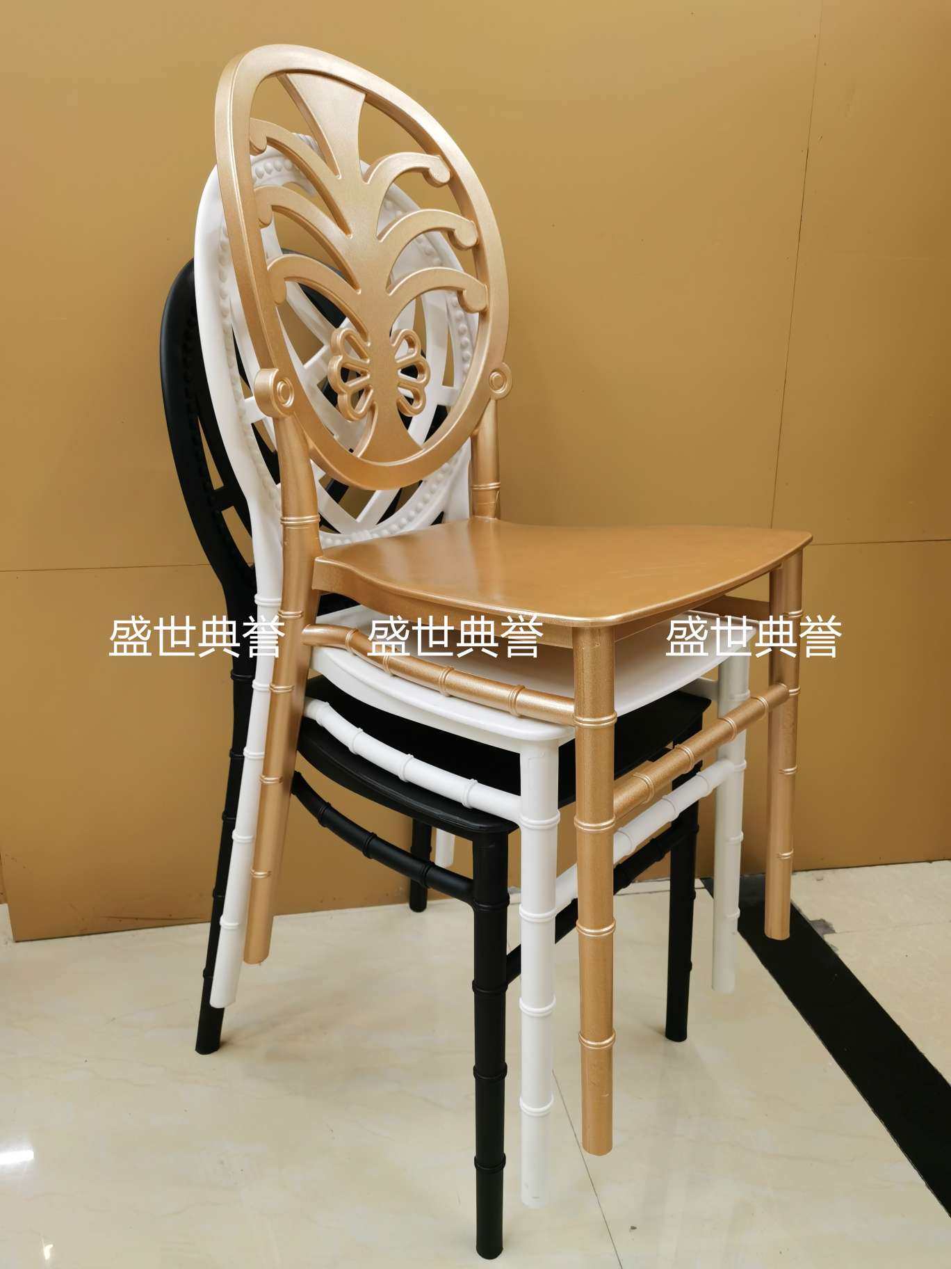 上海外贸户外婚礼折叠椅酒店婚庆塑料竹节椅PP一体椅子酒店宴会椅详情图19