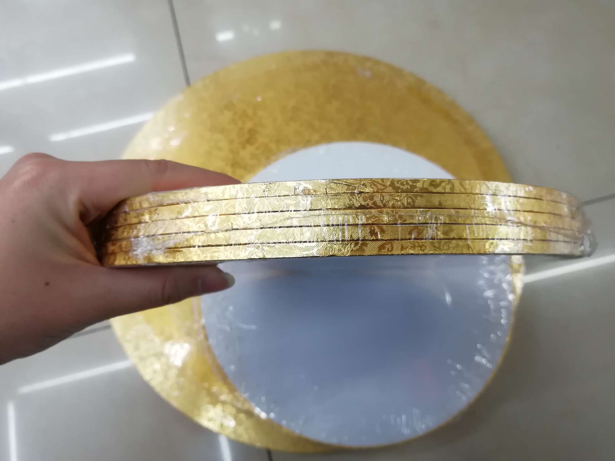 12寸金色圆形木质蛋糕底托蛋糕转移板细节图