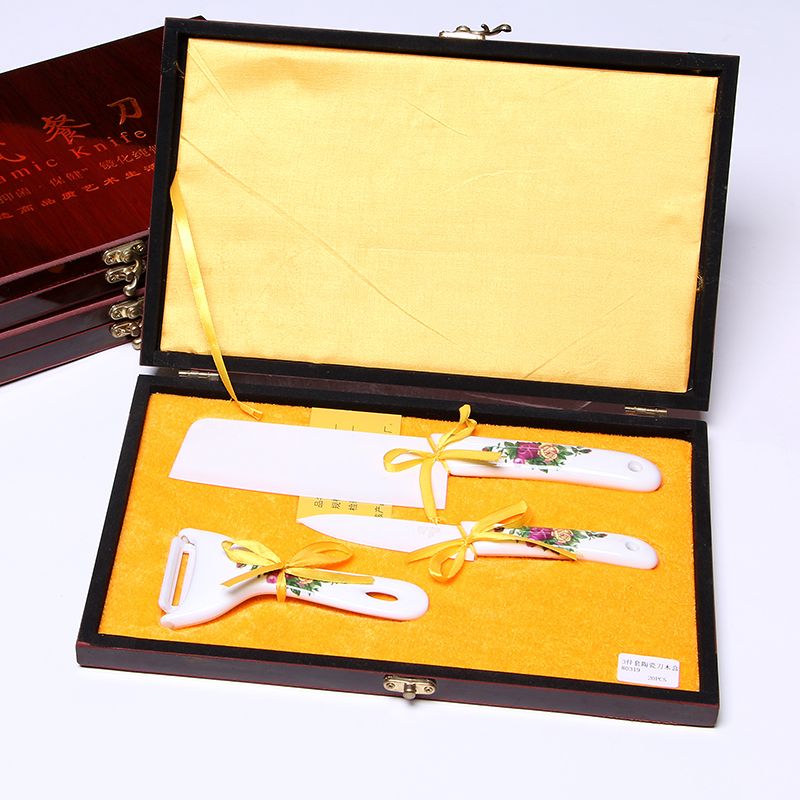 Manufacturers direct ceramic knife three - piece health - grade ceramic kitchen products gift set thumbnail