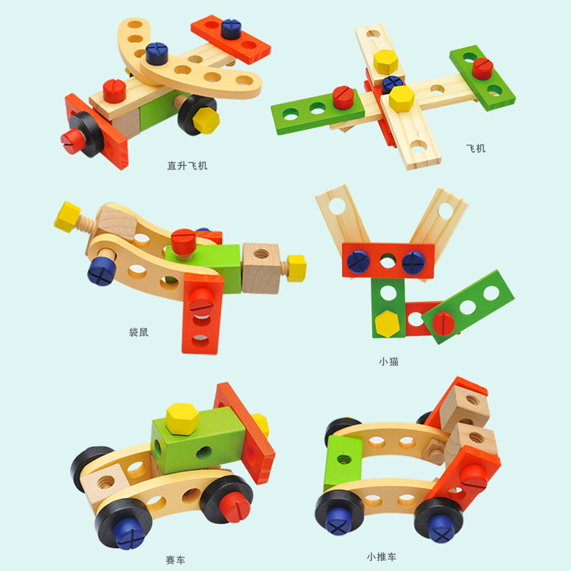 木质卡通diy工具箱玩具儿童工具套装玩具多功能螺母组合维修工具详情图9