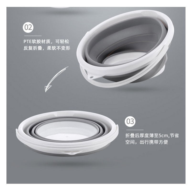 便携式折叠桶硅胶塑料水桶儿童户外洗车钓鱼旅行家用桶10/1.5/5L白底实物图