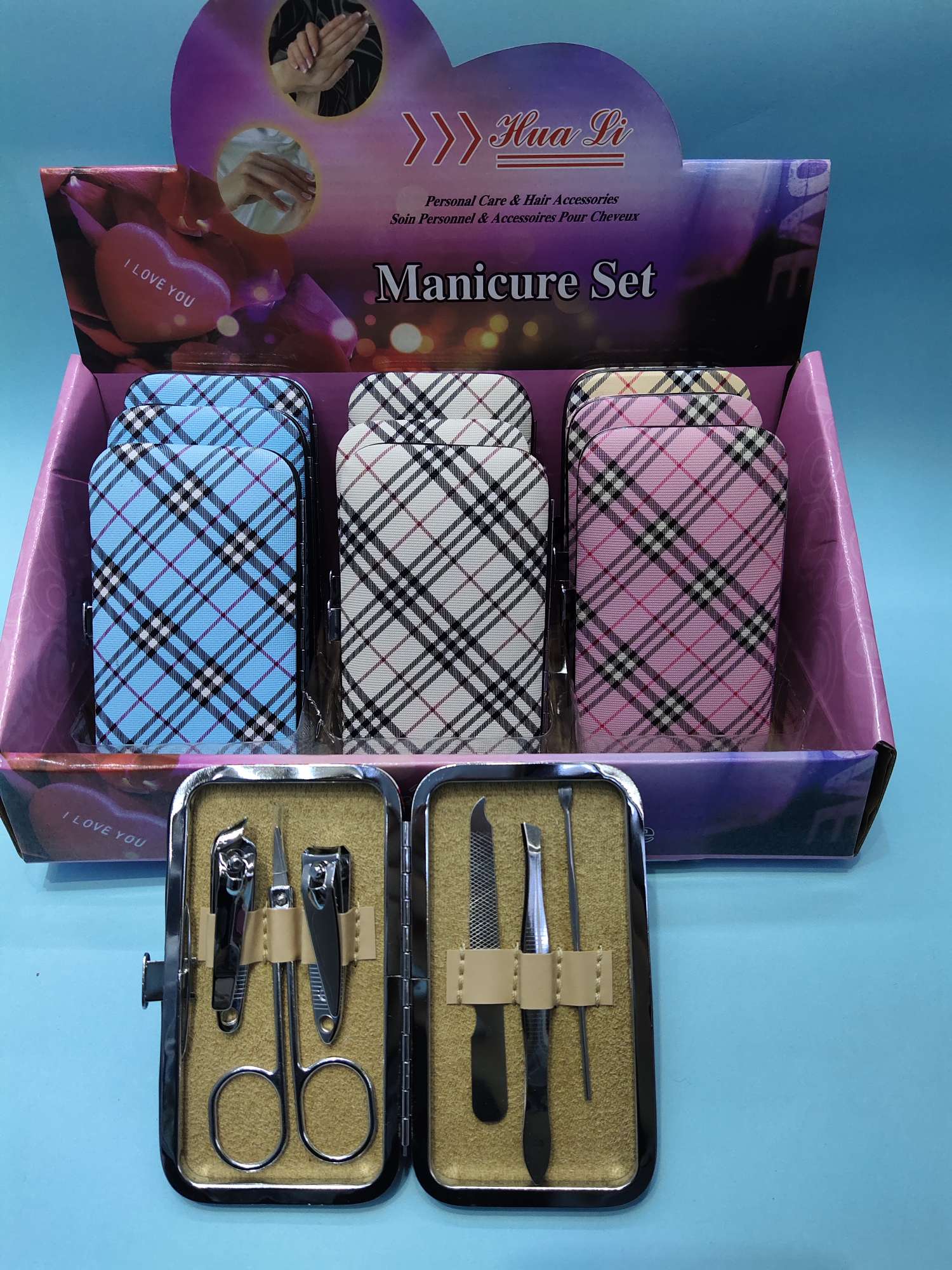 Manicure tool plaid nail clipper set of 6 pieces thumbnail