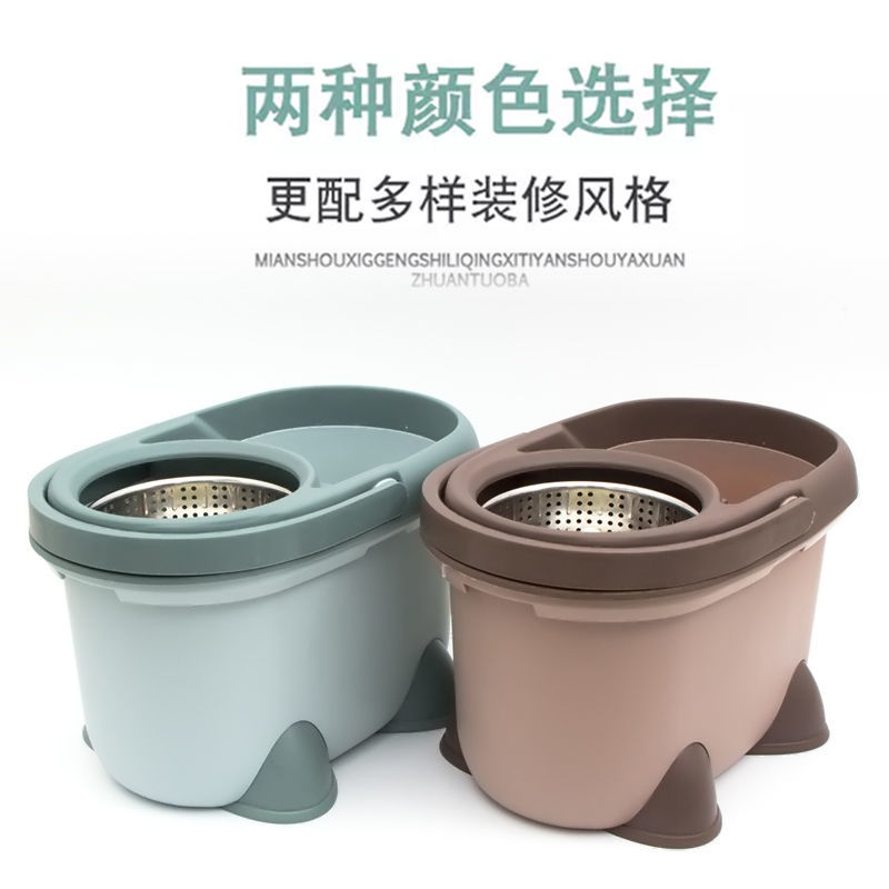 【超厚】拖把旋转拖把桶家用懒人拖把拖布桶墩布桶好神拖+3拖把头白底实物图