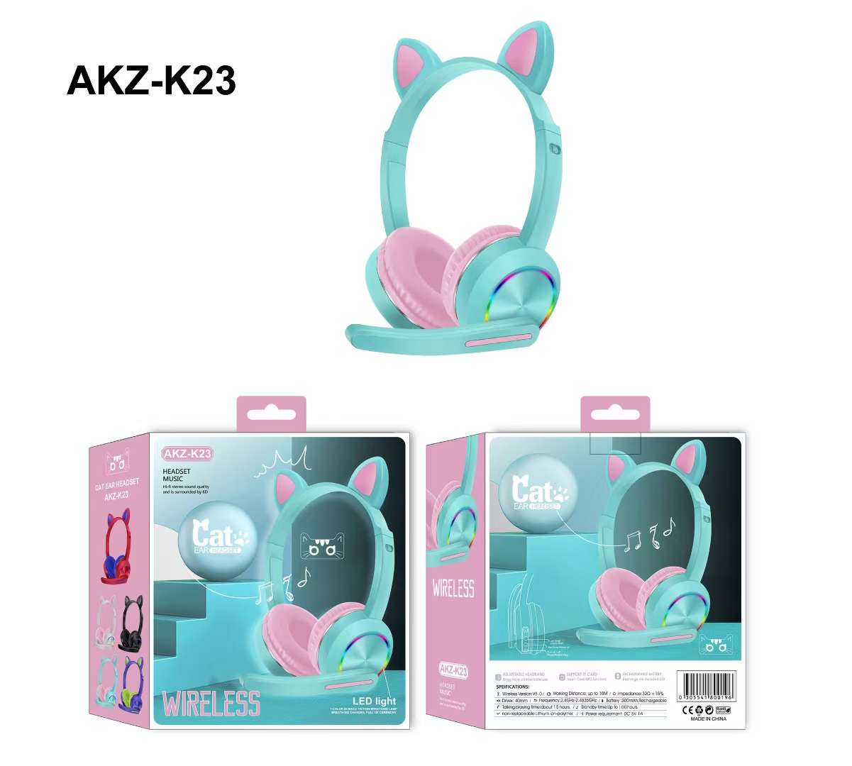 New product pre-sale ✨ ✨ AKZ-K23 Bluetooth microphone: Exclusive private mold flash, cute and novel cat ears 🎉 Long label for clearer calls [good] Application Scenario