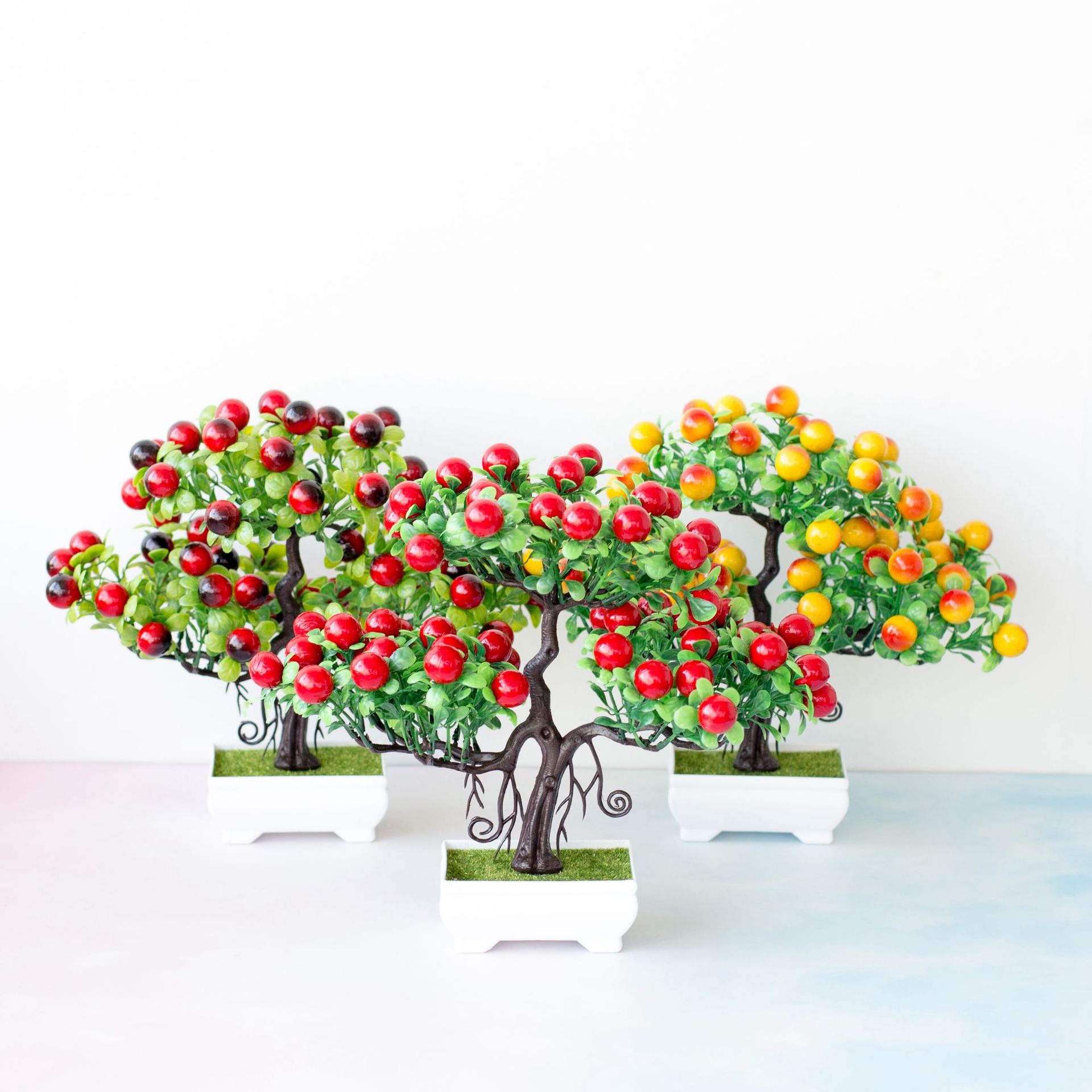 仿真绿植盆栽盆景如意招财果树塑料假花客厅卧室店面柜台装饰摆件图