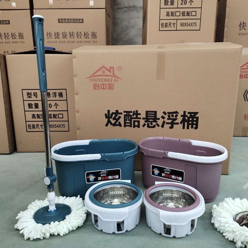 【超厚】拖把旋转拖把桶家用懒人拖把拖布桶墩布桶好神拖+3拖把头详情图6