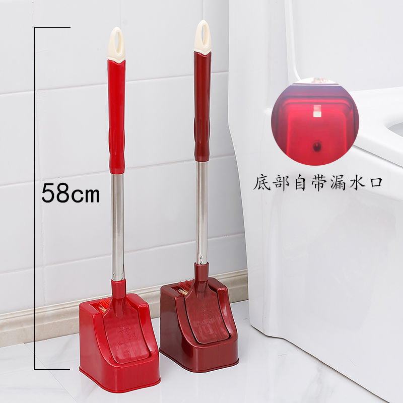 A set of long-handled wall-mounted stainless steel soft-bristled brushes with a base for cleaning hard-to-reach bathrooms, scrubbing toilets, and cleaning toilets detail image 2
