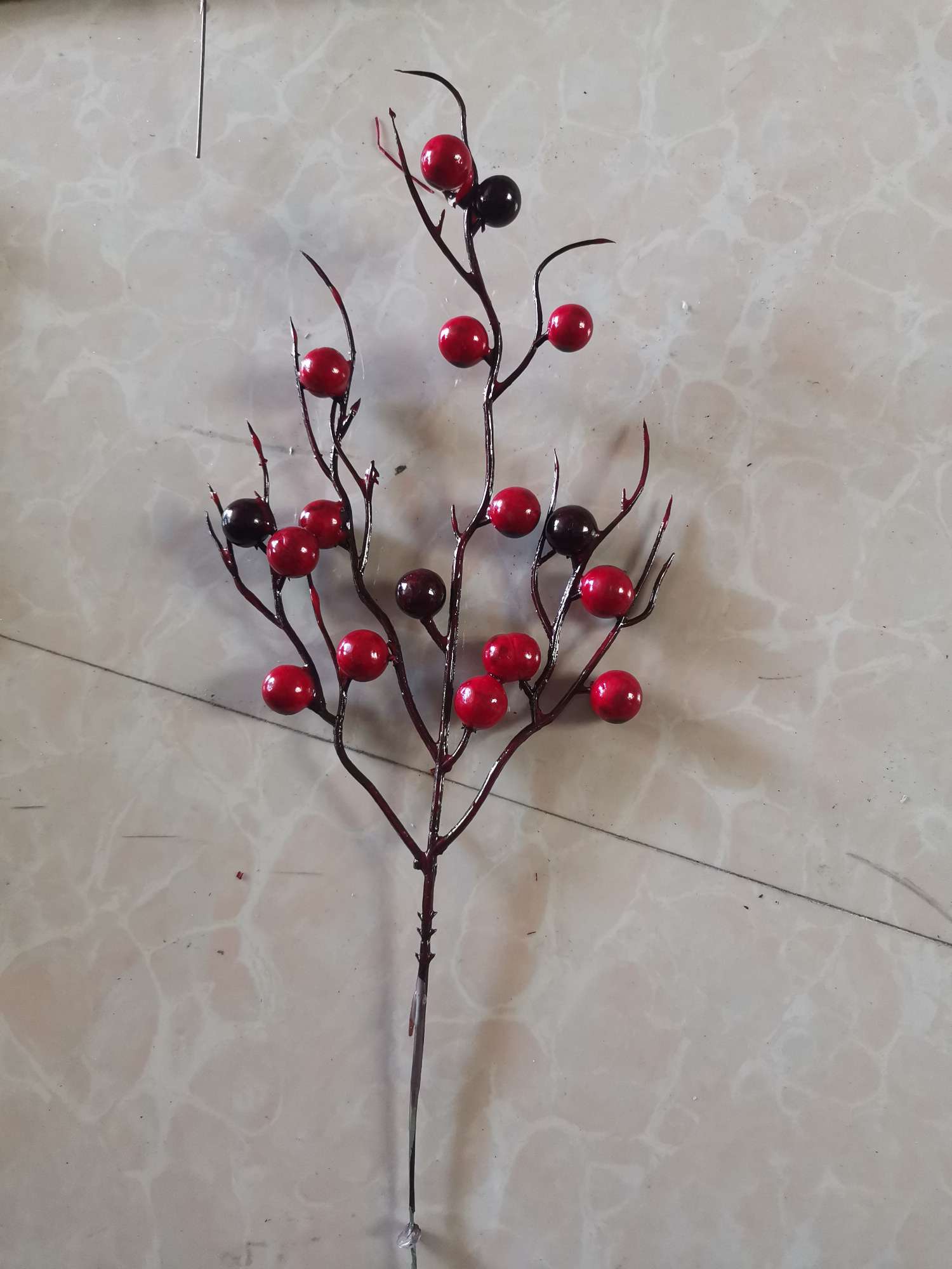 仿真圣诞红果圣诞叉细节图