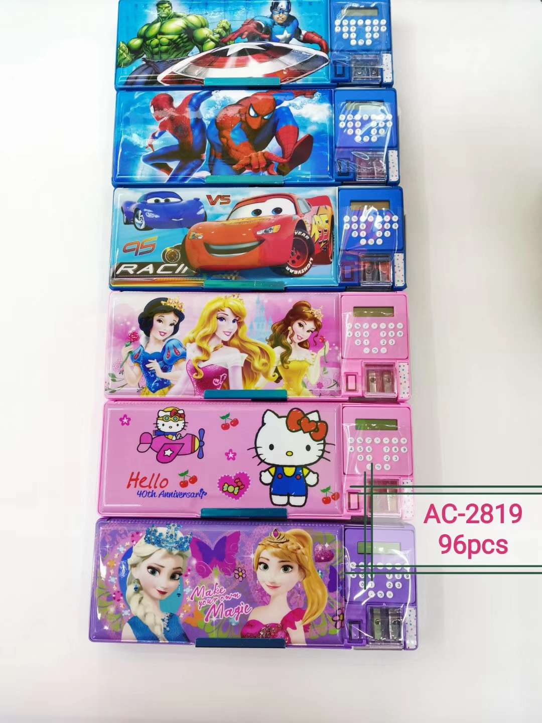 With calculator, with magnet, with pencil sharpener, plastic pencil case, 6 picture mixed thumbnail