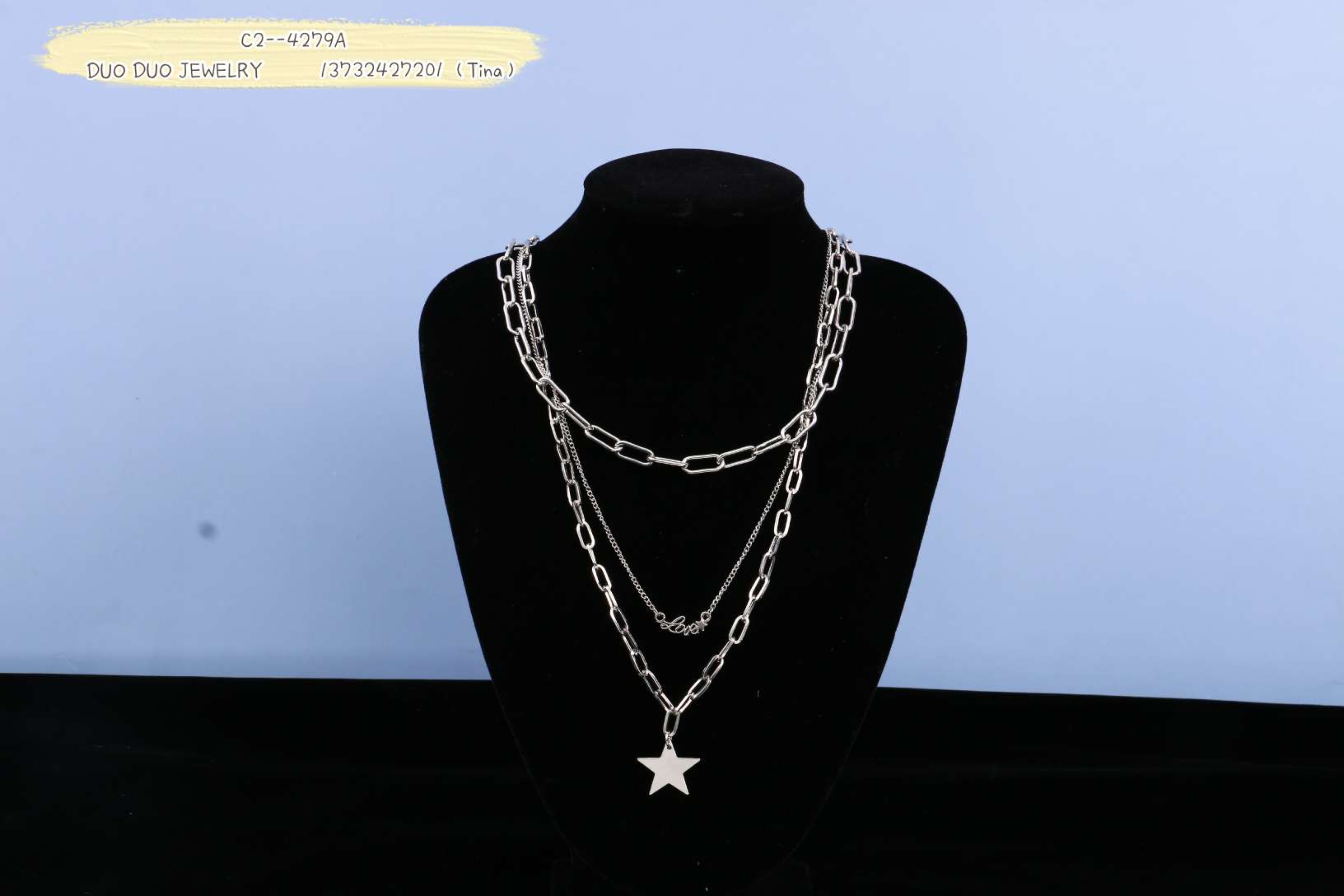 European and American style multi-layered necklace with five-pointed star pendant Specification image
