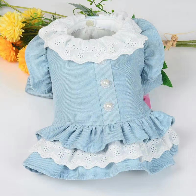 宠物用品棉质服装连衣裙，荷叶边花边领详情图6