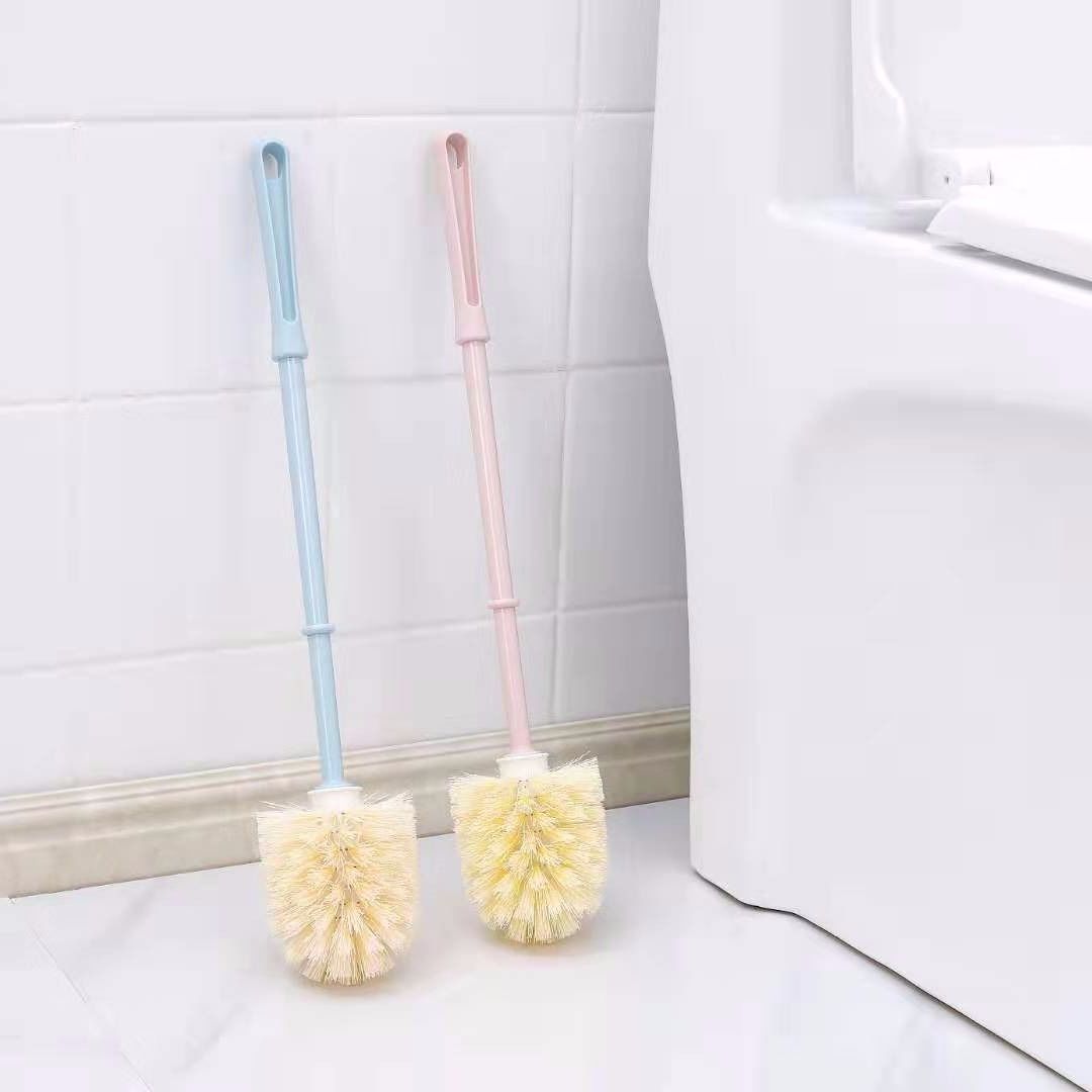 A set of long-handled wall-mounted stainless steel soft-bristled brushes with a base for cleaning hard-to-reach bathrooms, scrubbing toilets, and cleaning toilets detail image 1