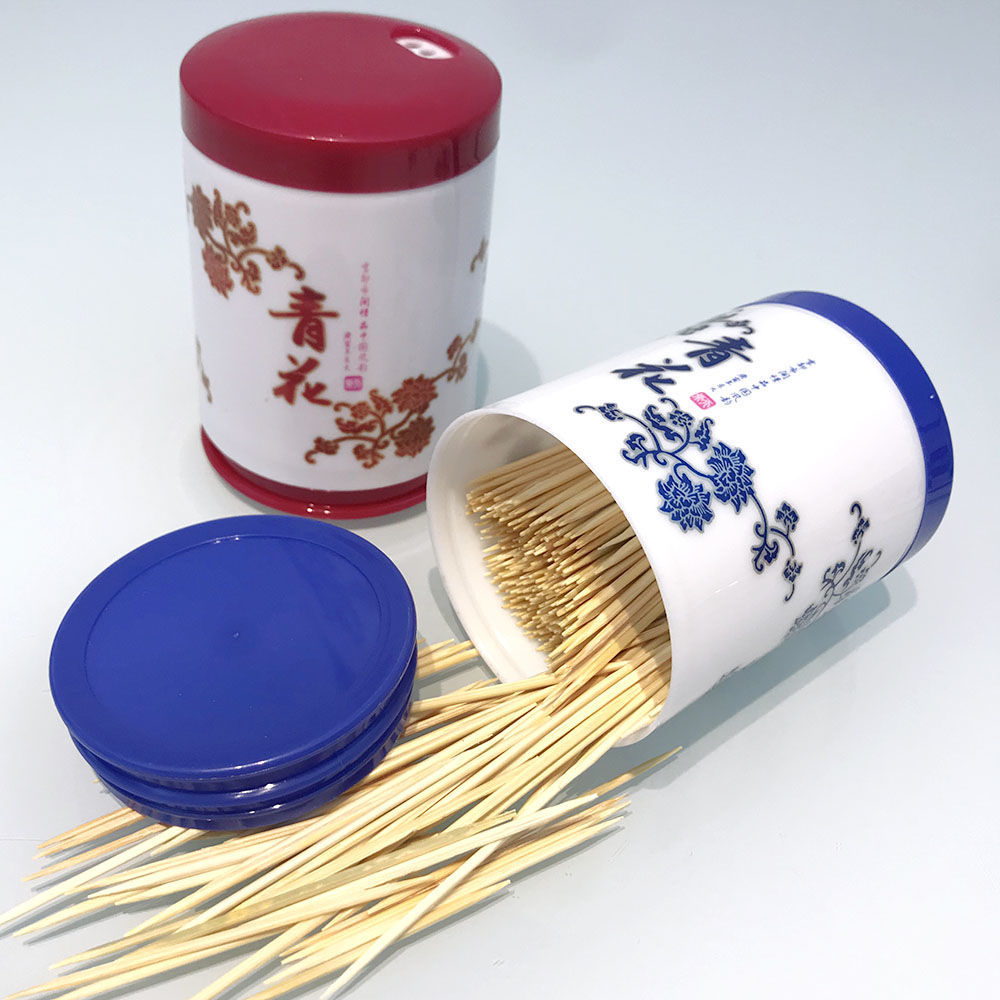 仿青花瓷中国红塑料牙签瓶家用牙签盒筒饭店抖音高档罐桶旋转式详情图6