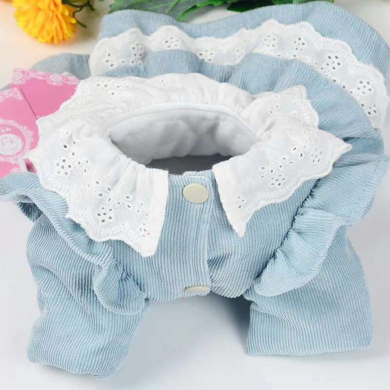 宠物用品棉质服装连衣裙，荷叶边花边领细节图
