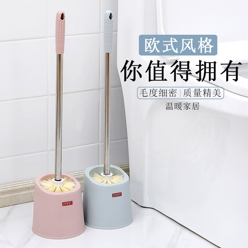 A set of long-handled wall-mounted stainless steel soft-bristled brushes with a base for cleaning hard-to-reach bathrooms, scrubbing toilets, and cleaning toilets detail image 7