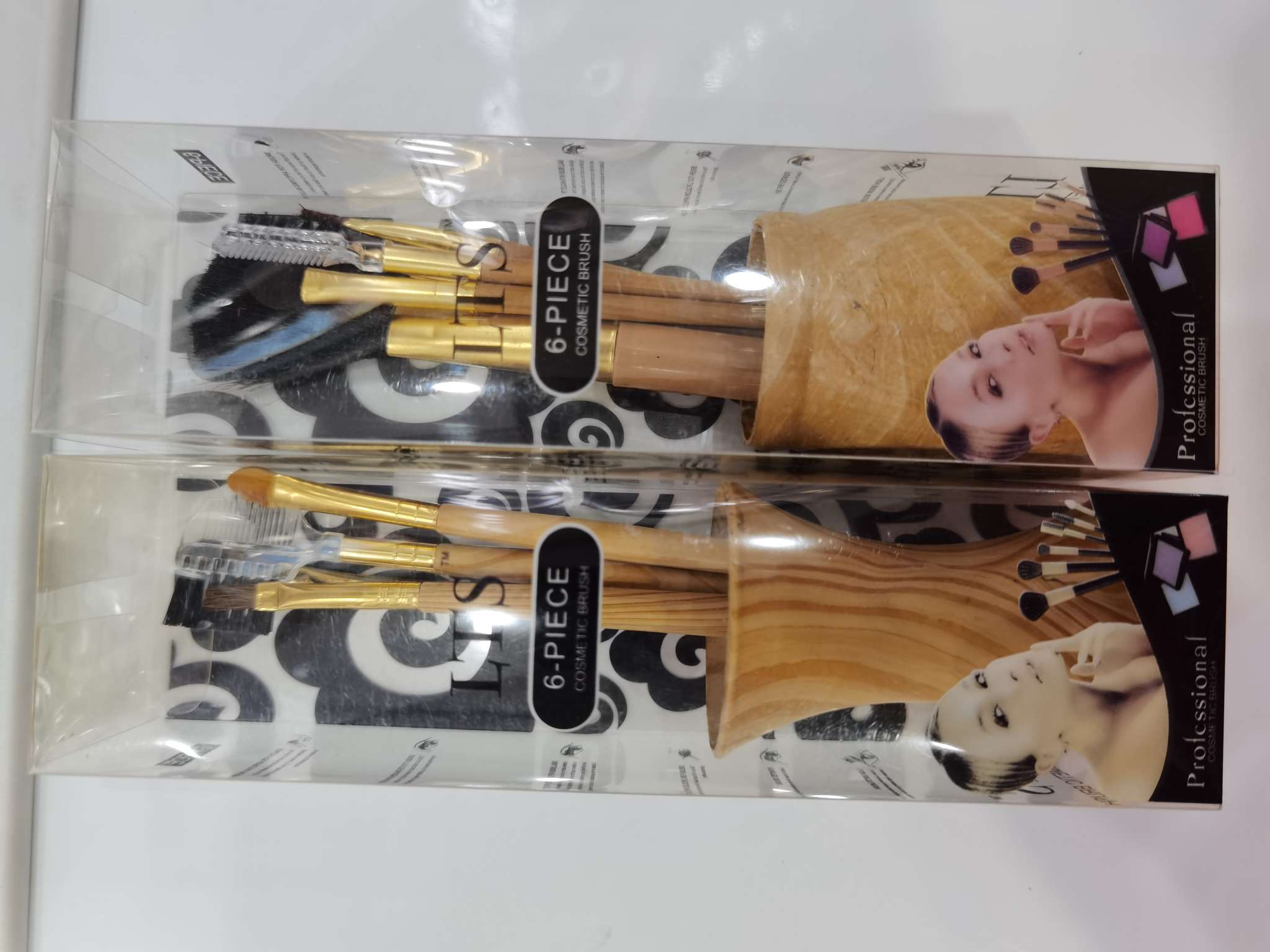 Lotus Mini 6-tube wood-grain brush for makeup details Picture