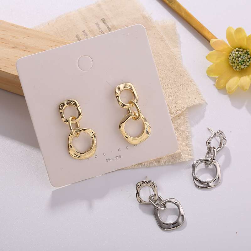 ins versatile, cold style, irregular geometric stud earrings, high-end metal cutout earrings C098