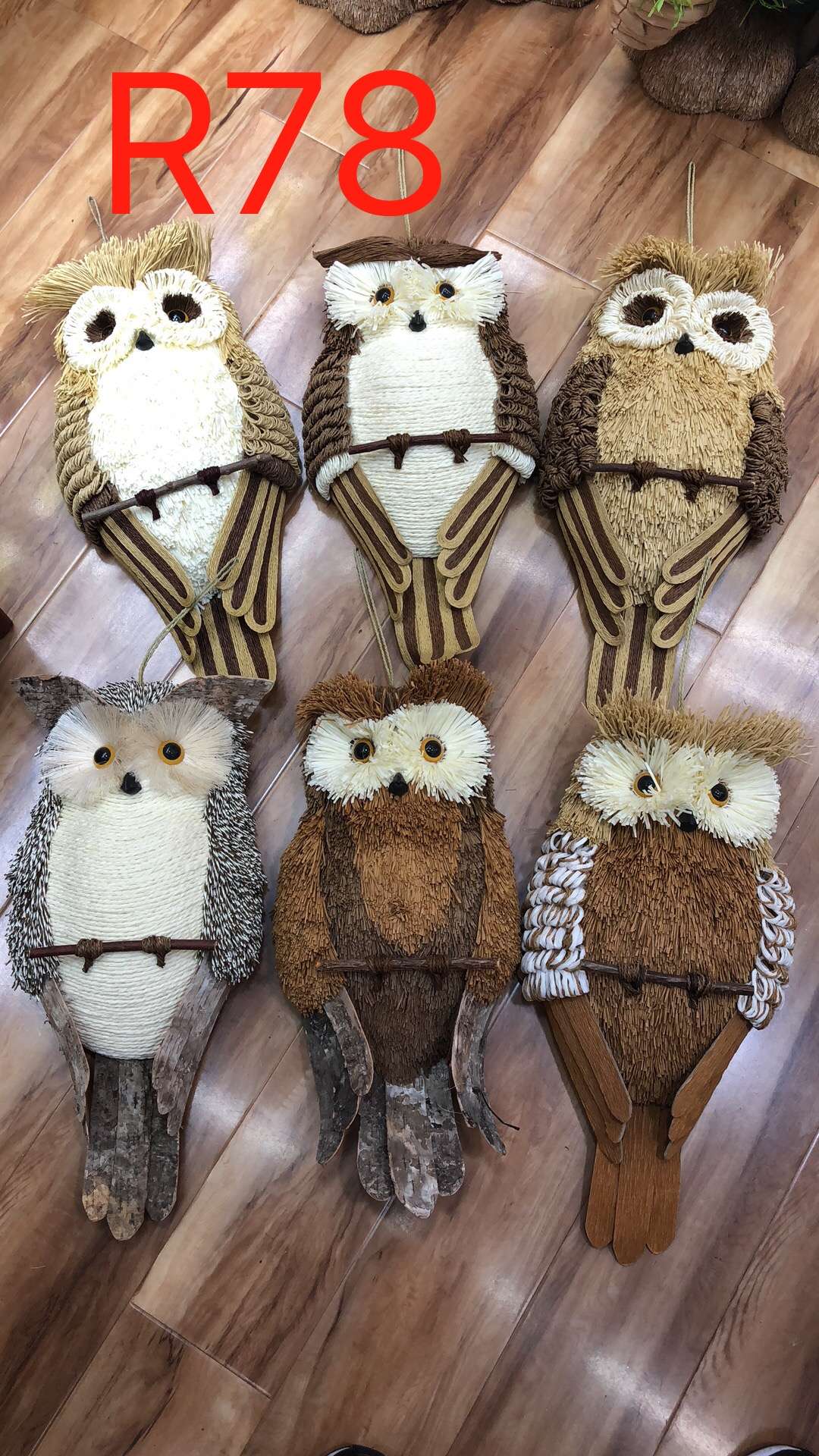 装饰挂件半边猫头鹰纸绳