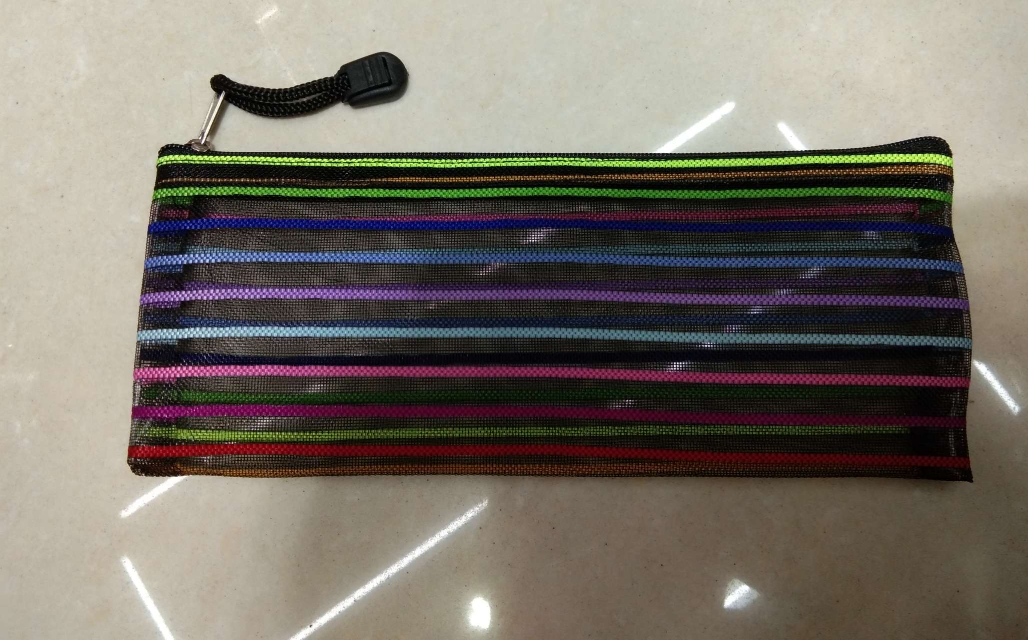 21*9cm笔袋七彩网袋彩虹网袋